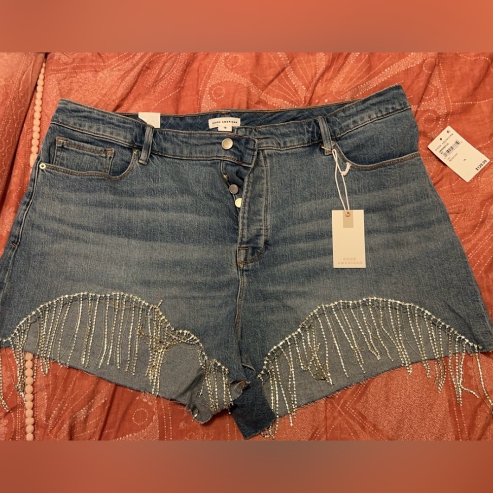 NWT Good American rhinestone shorts sz 18